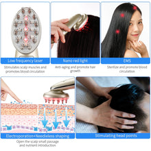 Load image into Gallery viewer, Electric Laser Hair Growth Comb Anti Hair Loss Therapy Comb Infrared RF EMS Nano LED Red Light Vibration Massage Hair Care Brush
