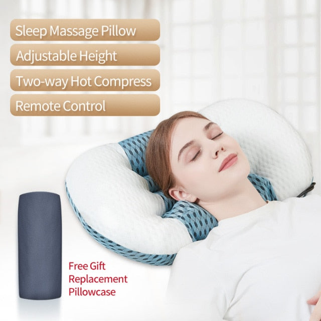 Electric Knead Bedding Massage Pillow with Heat Neck Cervical Traction  l Relieve Fatigue While Sleeping