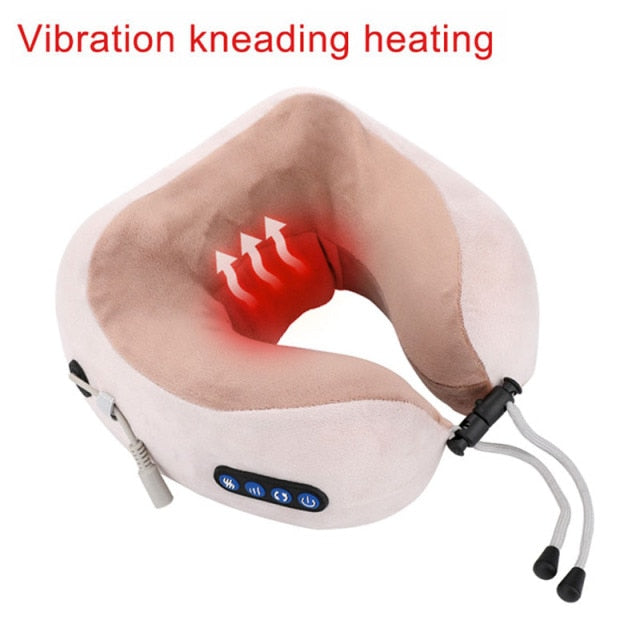 Electric Neck Massager U Shaped Pillow Multifunctional Portable Shoulder Cervical Massager Kneading Heating Neck Support Pillow