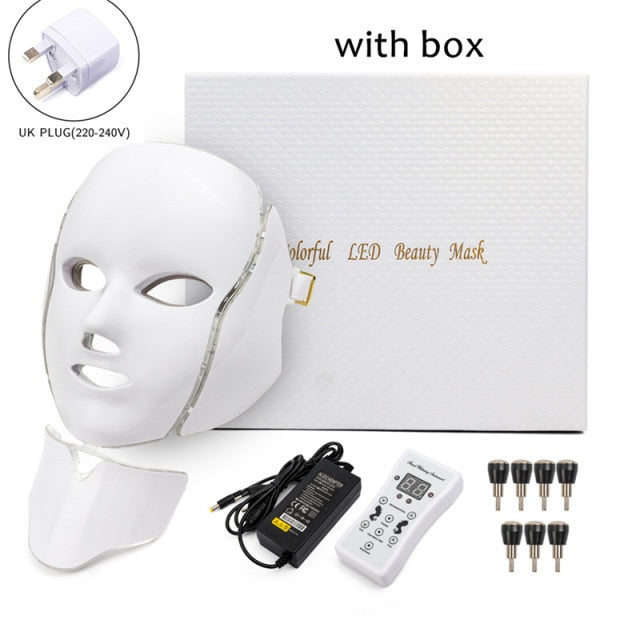 7 Colors Light LED Facial Mask With Neck Skin Rejuvenation  l Face Care Treatment l Beauty Anti Acne Therapy l Whitening Instrument
