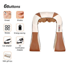 Load image into Gallery viewer, U Shape Electrical Shiatsu Back Neck Shoulder Body Massager l Infrared Heated 4D Kneading l Car/Home Massage Shawl
