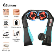 Load image into Gallery viewer, U Shape Electrical Shiatsu Back Neck Shoulder Body Massager l Infrared Heated 4D Kneading l Car/Home Massage Shawl
